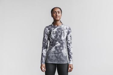 Nobull Dip-Dye Women's Long Sleeves White Black | Australia (DV3526)